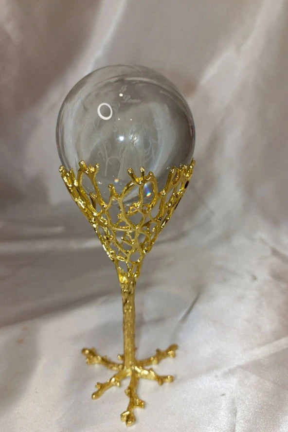 kristal Cam Küre Gold Kaidede I Love You - Resim 2