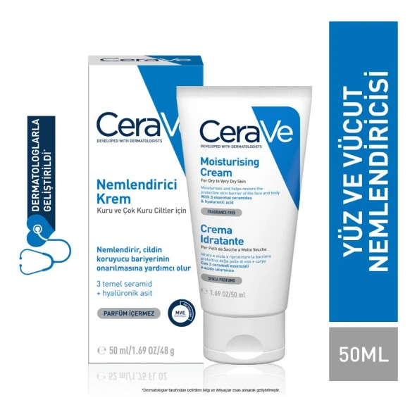 Cerave Kuru Ciltler İçin Seramid İçerikli Nemlendici Krem 50 ml