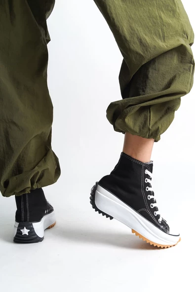 ROMA Bağcıklı Ortopedik Taban Kadın Sneaker Ayakkabı BT Siyah - 3