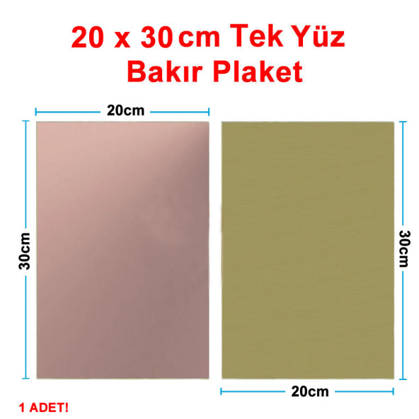 20x30cm Tek Yüz Bakır Plaket Pcb  Elektronik Baskı Devre Prototip Test Deney Deneme Kartı FR4 Kaliteli Pcb Levha