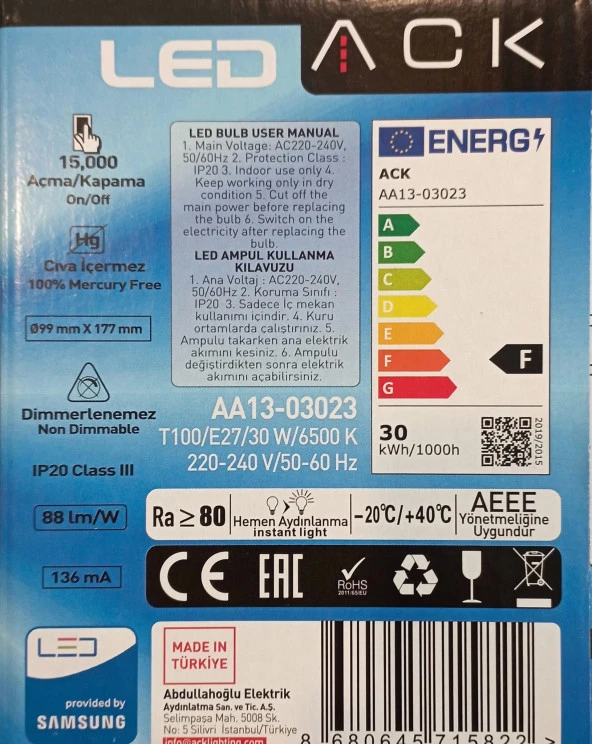 ACK LED Torch Ampul - Resim 2