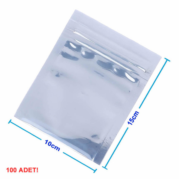 Kilitli Antistatik Poşet 10x15cm 100 Adet  Şeffaf Su Toz Geçirmez Koruyucu Esd Metalize Torba Çanta