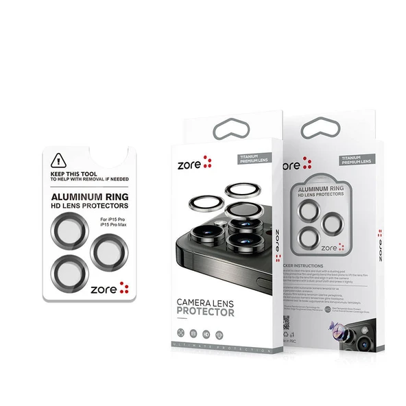 Zore Apple ile uyumlu iPhone 15 Pro Max Safir CL-15 Parmak İzi Bırakmayan Anti-Reflective Kamera Lens Koruyucu - 6
