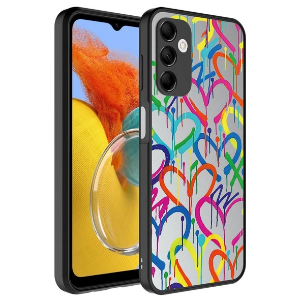 Zore Galaxy ile uyumlu M14 Kılıf Aynalı Desenli Kamera Korumalı Parlak Mirror Kapak - 1