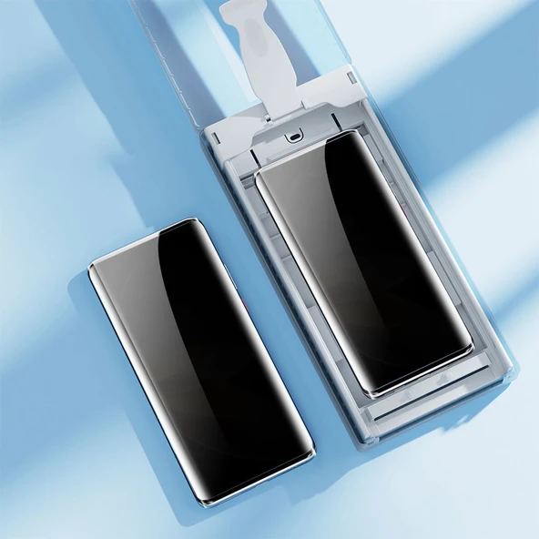 Zore Galaxy ile uyumlu S22 Ultra Kolay Uygulama Aparatlı Privacy Easy Body Hayalet Ekran Koruyucu - Resim 5
