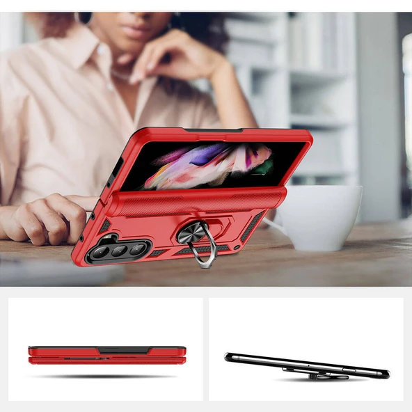 Zore Galaxy ile uyumlu Z Fold 5 Kılıf Vega Kapak - 7
