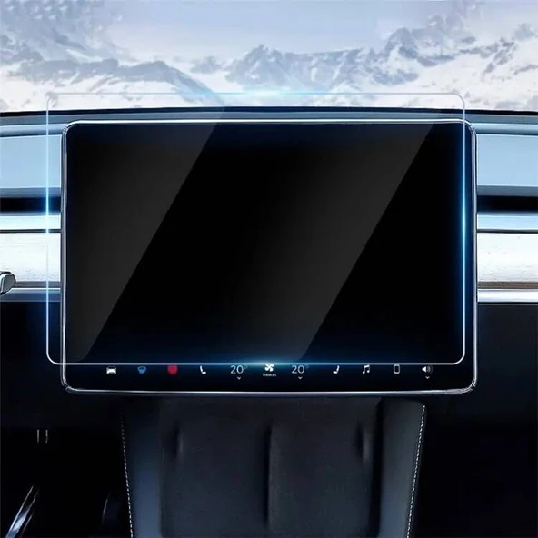 Zore Tesla Model Y Araç Multimedya Temperli Cam Ekran Koruyucu - 4