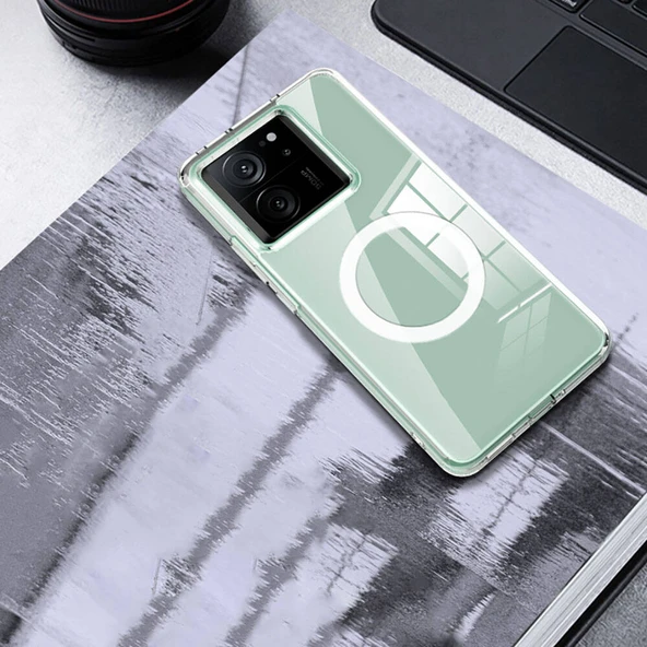 Zore Xiaomi ile uyumlu Mi 13T Pro Kılıf Sert PC Arka Yüzey Wireless Şarj Özellikli Flet M-safe Kapak - 6