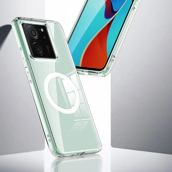 Zore Xiaomi ile uyumlu Mi 13T Kılıf Sert PC Arka Yüzey Wireless Şarj Özellikli Flet M-safe Kapak - 6