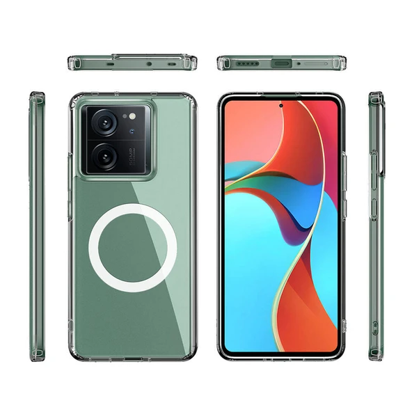 Zore Xiaomi ile uyumlu Mi 13T Kılıf Sert PC Arka Yüzey Wireless Şarj Özellikli Flet M-safe Kapak - 7