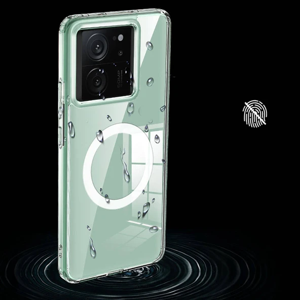 Zore Xiaomi ile uyumlu Mi 13T Kılıf Sert PC Arka Yüzey Wireless Şarj Özellikli Flet M-safe Kapak - 3