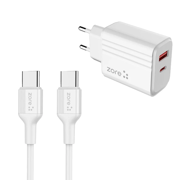 Zore Play Serisi PL07 Type-C to Type-C 2in1 PD Seyahat Şarj Aleti 20W - 7