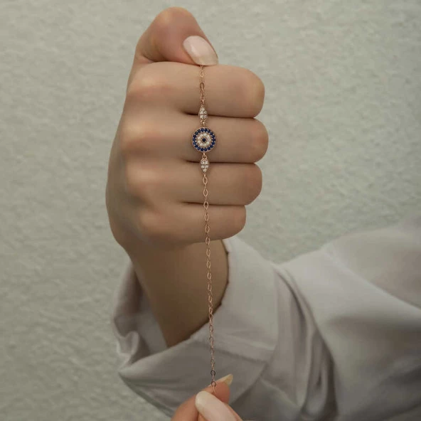 Lucky Life 925 Ayar Gumuss Rose Nazar Boncuklu Lucky Life Lucky Life Kadın Bileklik - 4