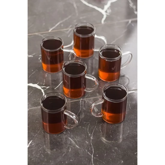 6LI Borosilikat Isıya Dayanıklı Termısıl Cam Kupa Bardak (6 X 200 ml)