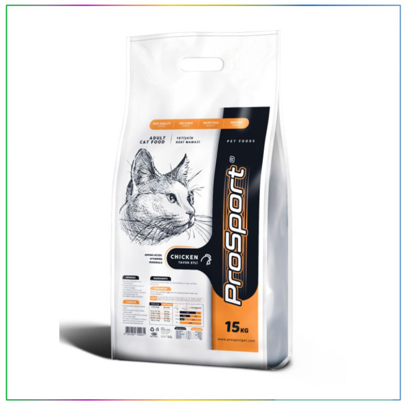 Prosport Renkli Taneli Tavuklu Yetişkin Kedi Maması 15 Kg