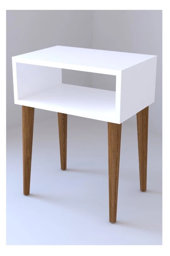 Ünüvar Konsept Komodin Beyaz - Ceviz Ayak K1 - Resim 3