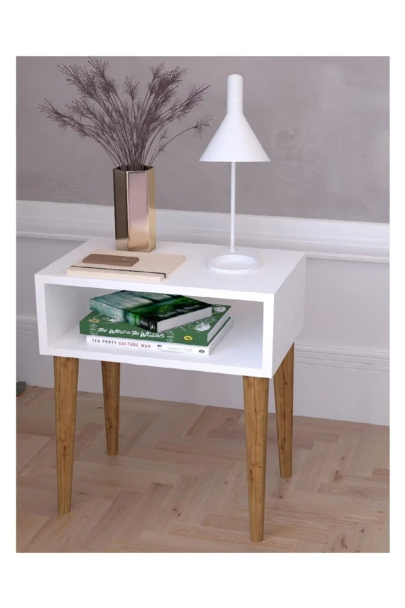 Ünüvar Konsept Komodin Beyaz - Ceviz Ayak K1 - Resim 2