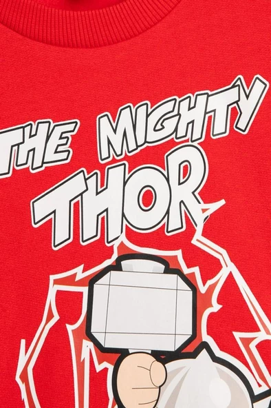 Koton Erkek Bebek Thor Sweatshirt Lisanslı Uzun Kollu Bisiklet Yaka Pamuklu Şardonlu - 4
