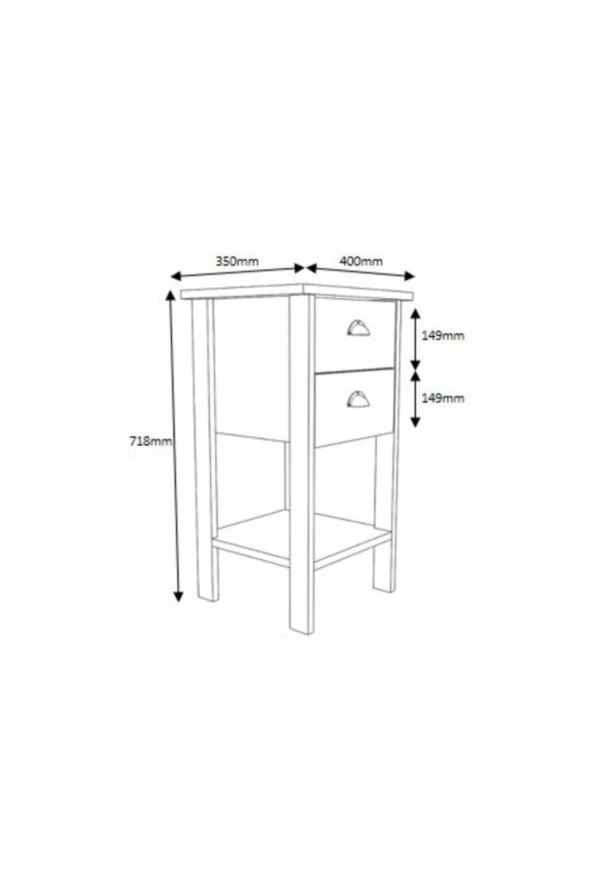 Mobu Concept Retro Çift Çekmeceli Gri Komodin Mr1405 - Resim 4