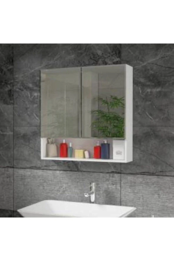 Ünüvar Konsept Aynalı Avabo Dolabı Lavabo Dolabı Banyo Dolabı Raflı Dolap Ars L 70K2