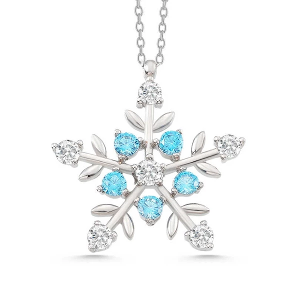 Lucky Life 925 Ayar Gumuss Aquamarine Taşlı Kar Tanesi Lucky Life Lucky Life Lucky Life Kadın Kolye