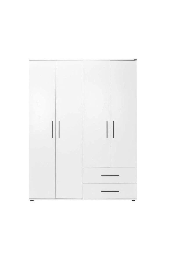 Ünüvar Konsept Mobilya White 4 Kapılı 2 Çekmeceli Gardıropk2