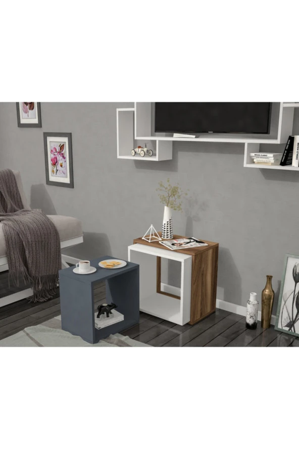 Çekirdek Home Kahverengi 3'Lü Zigon Sehpa