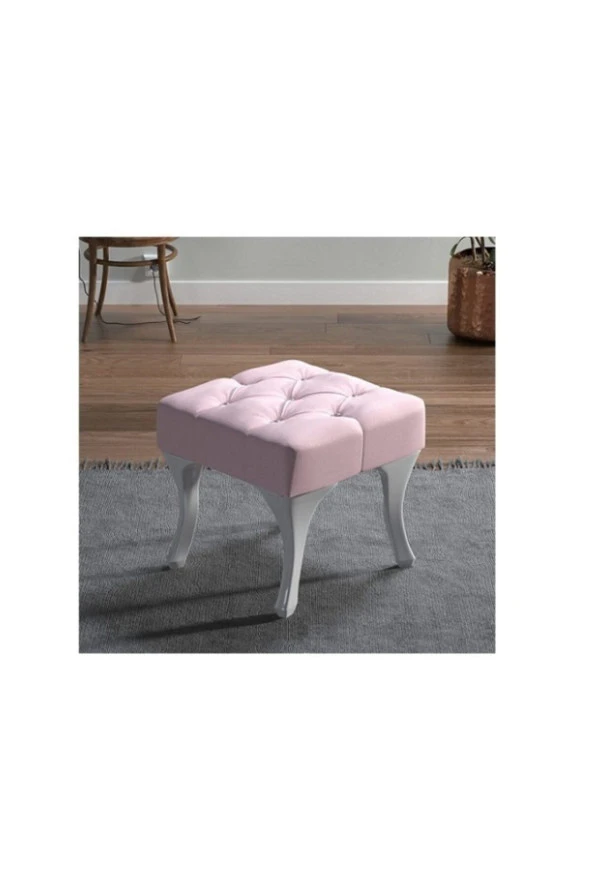 Ünüvar Konsept Dekoratif Kare Puf Bench - Pembe 001