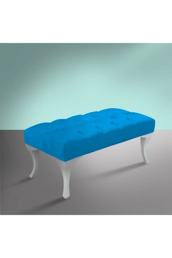 Klas Market Ihlamur Mavi Kapitoneli Kapıönü Ayak Ucu Bench Puf 90 Cm