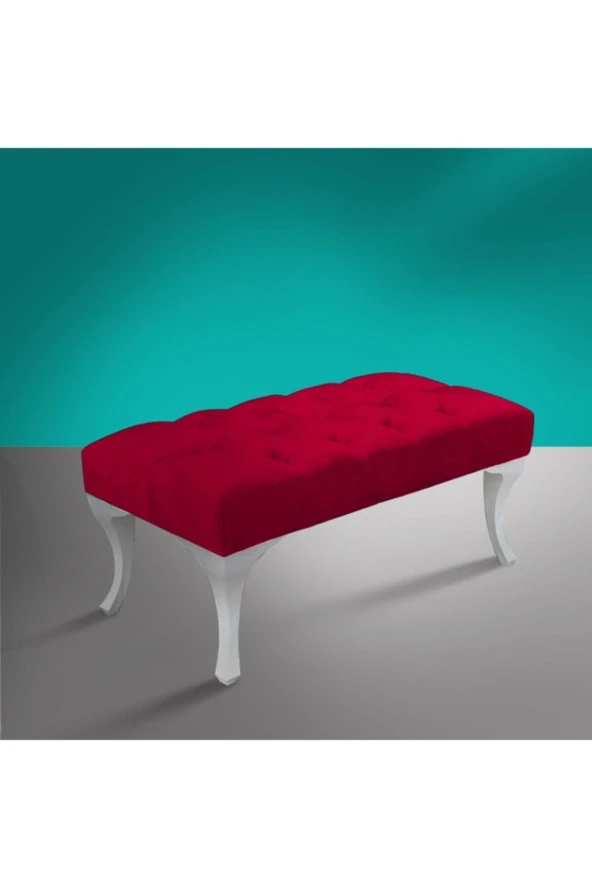 Klas Market Maklora Kırmızı Kapitoneli Kapı Önü Ayak Ucu Puf & Bench 90 Cm