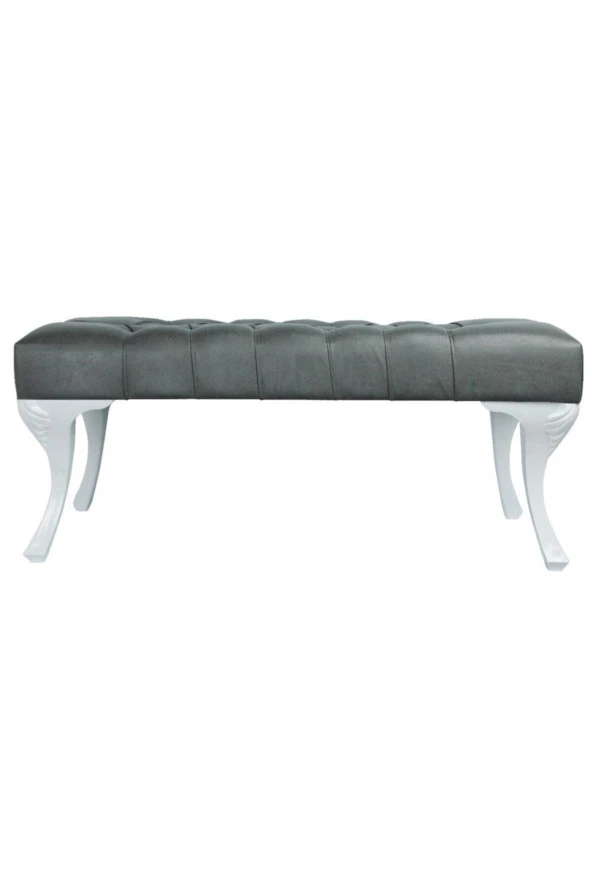 İndirim Çadırı Vinda Kaptioneli Ayakucu Bench Puf 75 Cm Antrasit Gri- Taş Düğmeli - 2