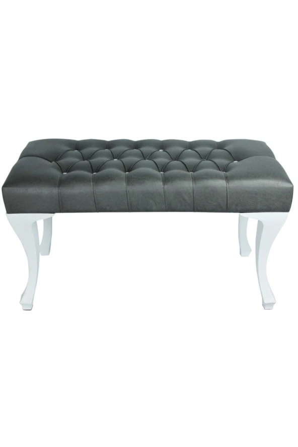 İndirim Çadırı Vinda Kaptioneli Ayakucu Bench Puf 75 Cm Antrasit Gri- Taş Düğmeli - 3