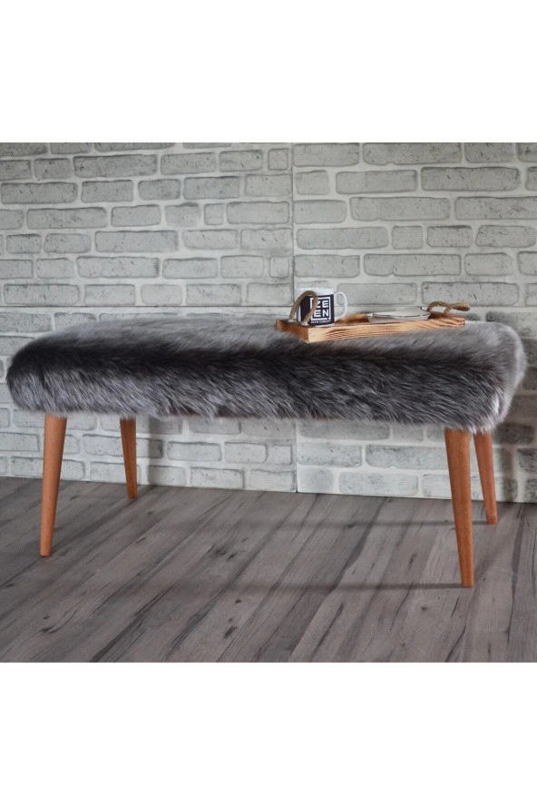 Sanal Mobilya Retro Bench Kahve Peluş