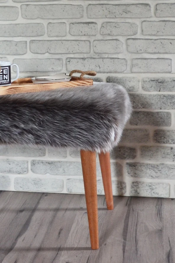Sanal Mobilya Retro Bench Kahve Peluş - 3