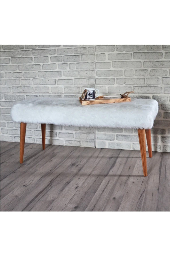 Sanal Mobilya Retro Bench Beyaz Peluş