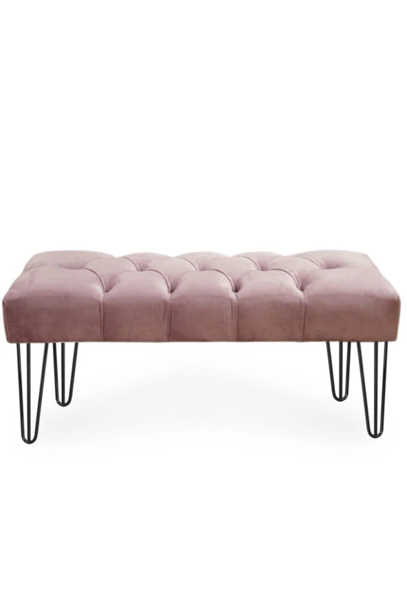Westface Antibakteriyel Silinebilir Kapitone Kumaş Bench Ayakucu Antre Puf Demir Ayak Lila - 1