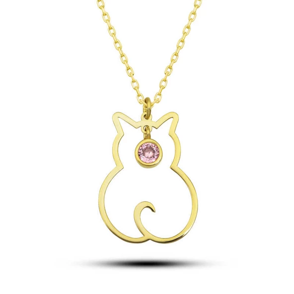 Lucky Life 925 Ayar Gumuss Ekim Ayı Doğum Taşı Kedi Lucky Life Lucky Life Lucky Life Kadın Kolye