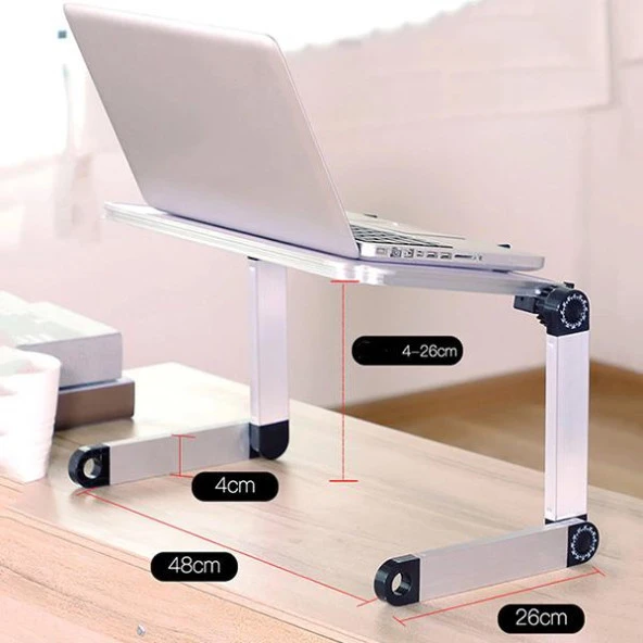 Polham Portatif Yükseklik Ayarlı Katlanabilir Laptop Standı, Laptop, İpad Sehpası - 3