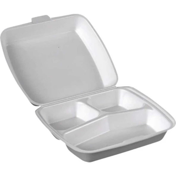 Dağyüce 23/A Tek Kullanımlık Köpük 3 Bölmeli Kapaklı Kase Kutu - 20x24 Cm. - 20 Adetlik 10 Paket - Resim 3