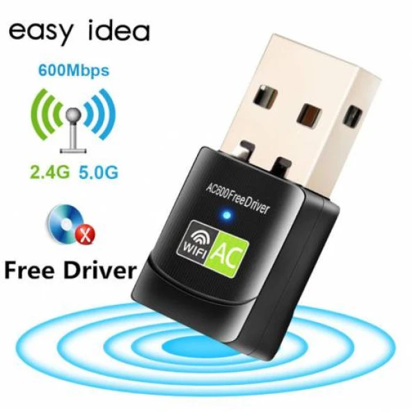 Polham USB Kablosuz Wifi Adaptör Wifi Çoğaltıcı Çift Bant 600 Mbps 2.4 GHz +5 GHz - 2