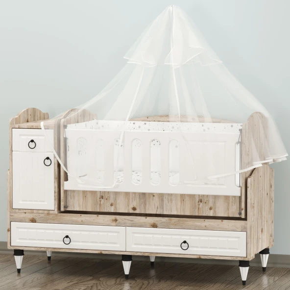 Garaj Home Sude Membran Pencereli Bebek Odası - Beyaz Soho - Kombinli-UYKU SETİ-MAVİ - Resim 3