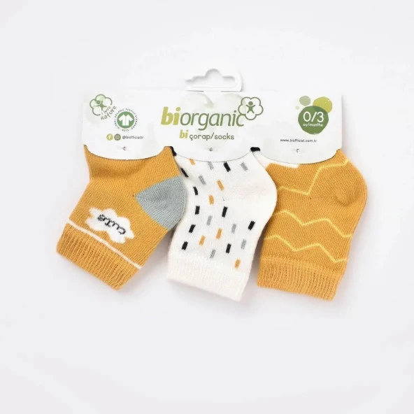 Biorganic Cute 3lü Bebek Çorabı 68448