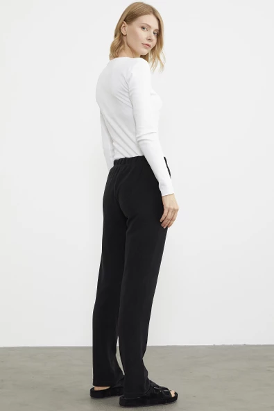 Kalın Polar Pijama Tek Alt - Siyah - 4