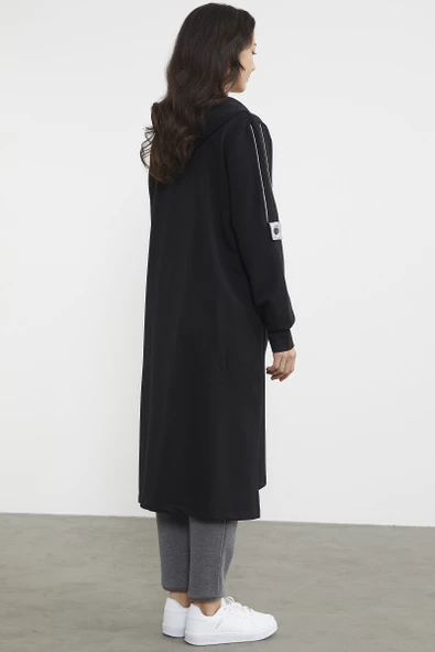 Cep Detaylı Tam Fermuarlı Kap - Siyah - 6