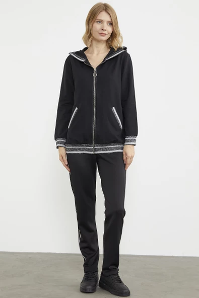 Sim Triko Kombinli Eşofman Takım - Siyah