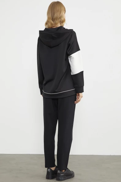 Kelebek Baskılı Oversize Scuba Eşofman Takım - Siyah - Resim 6