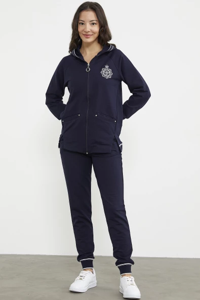 Nakış Detaylı Jogger Eşofman Takım - Lacivert - Resim 2