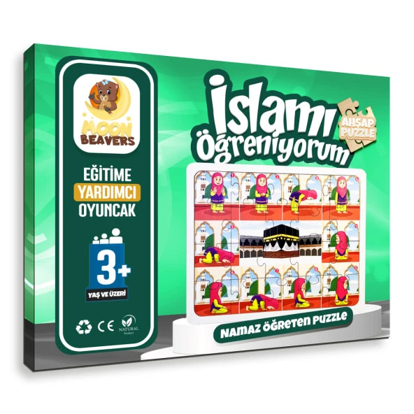 İslamı Öğreniyorum - Namaz Öğreten Yapboz - Ahşap Puzzle - Kız Çocuk Yapboz - 3 Yaş ve Üzeri Eğitime Yardımcı Oyuncak ürün görseli 1