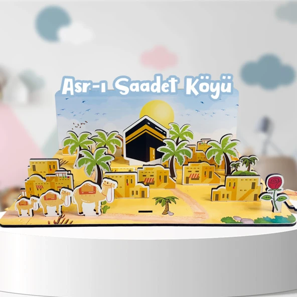 Ahşap Asr-ı Saadet Köyü  - Dini Ahşap Figürler - Eğitici Oyuncak - 3 Yaş ve Üzeri Eğitime Yardımcı Oyuncak - 2