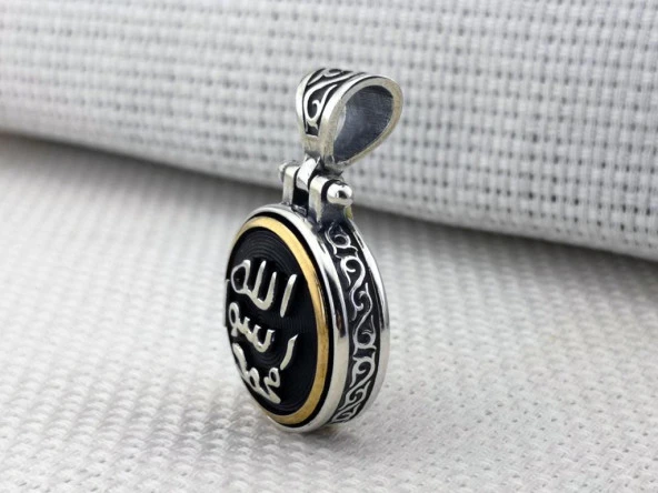 Allah Resulü Muhammed S.A.V Yazılı Ortası Dönen 925 Ayar Gümüş Kolye Ucu - Resim 3